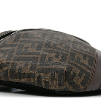 Fendi Glazed Fabric Vitello Liberty FF 1974 Diagonal Belt Bag Tobacco Moresco Black 8 of 9