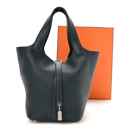 Hermes Taurillon Clemence Picotin Lock 18 PM Vert Cypress 13 of 13