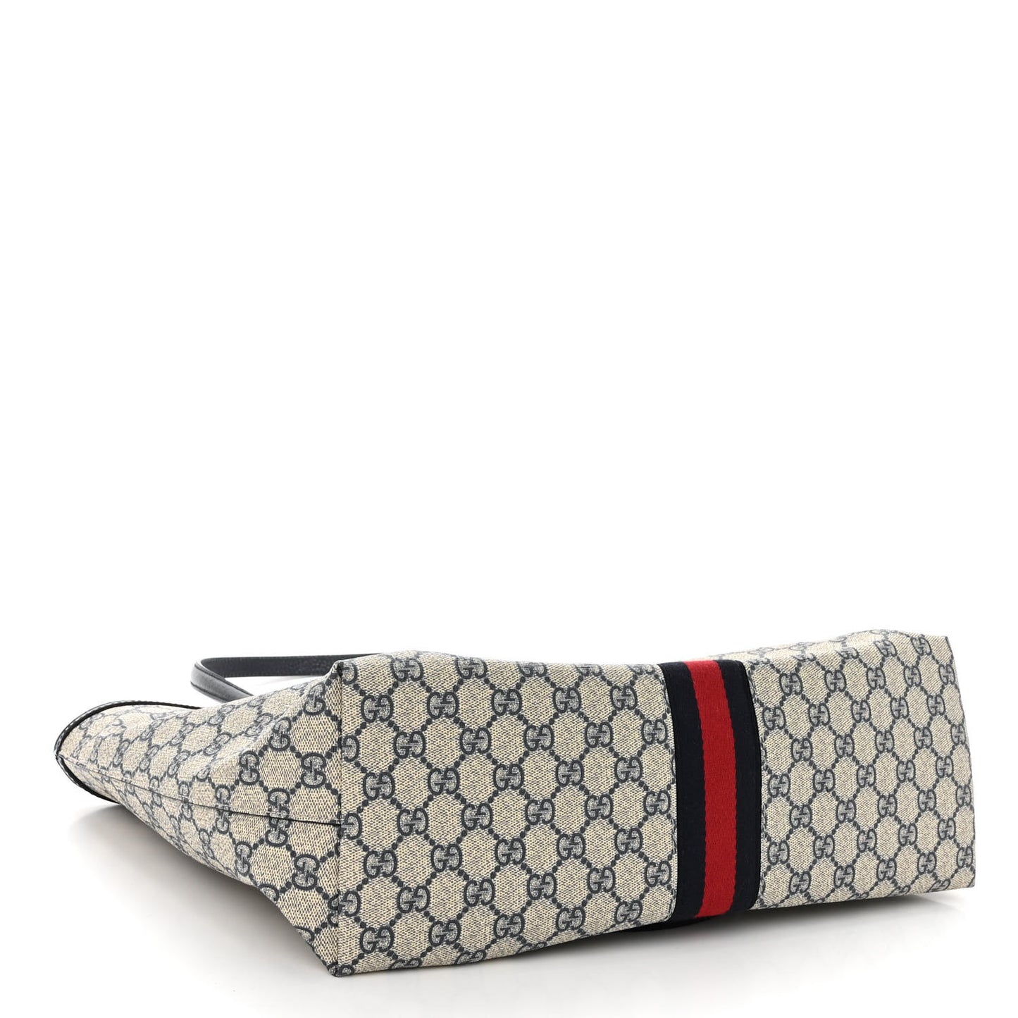 GG Supreme Monogram Textured Calfskin Web Medium Ophidia Shopping Tote Beige Blue