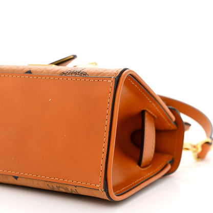 MCM Visetos X-Mini Heritage Top Handle Satchel Cognac 11 of 11