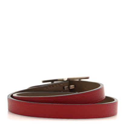 Hermes Swift Behapi Double Tour Reversible Bracelet T4 Etain Rouge H 3 of 5