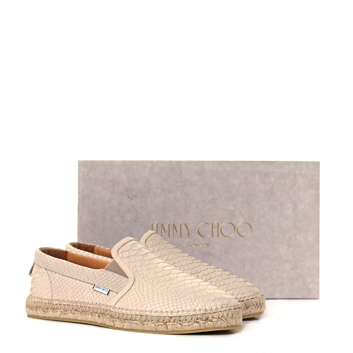 Jimmy Choo Calfskin Snake Embossed Mens Espadrilles 43 Beige 9 of 9