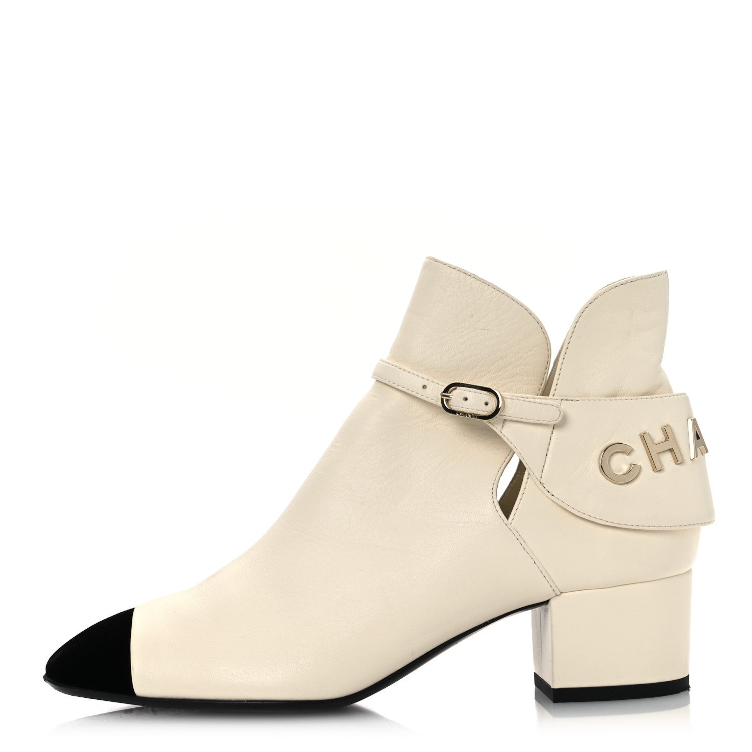 Chanel Lambskin Velvet Cap Toe Short Ankle Boots 37 White 1 of 13