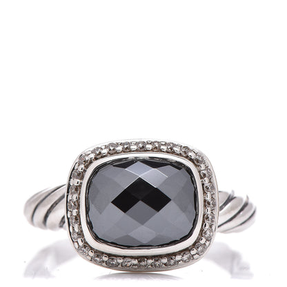 David Yurman Sterling Silver Diamond Hematite 10mm Noblesse Ring 54 7 1 of 5