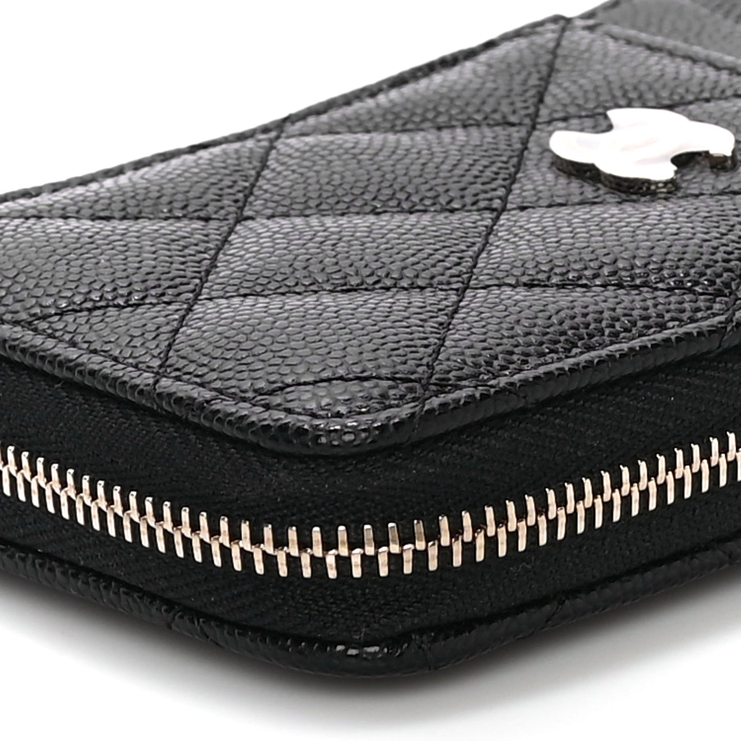 Caviar Quilted Zip Card Holder Black