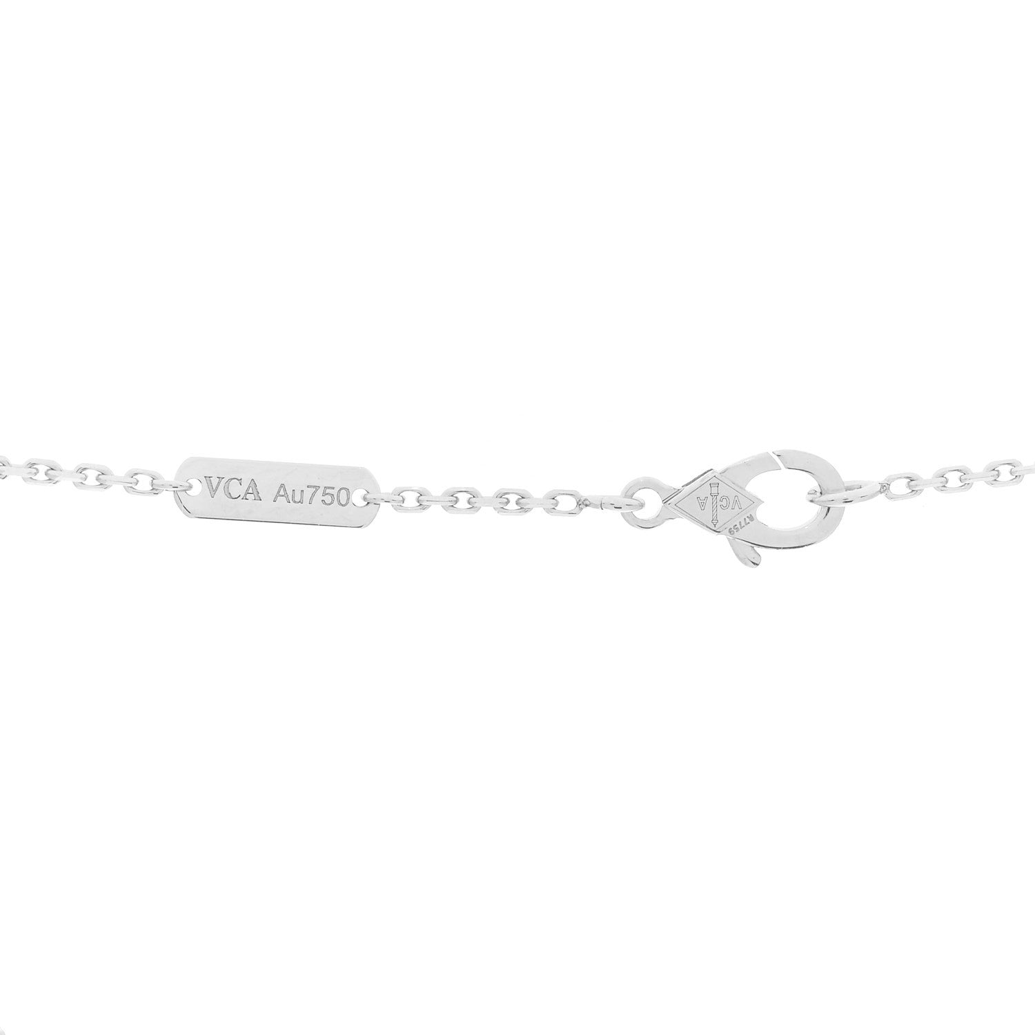 Van Cleef & Arpels 18K White Rose Gold Diamond Guilloche Vintage Alhambra Pendant Necklace 4 of 6