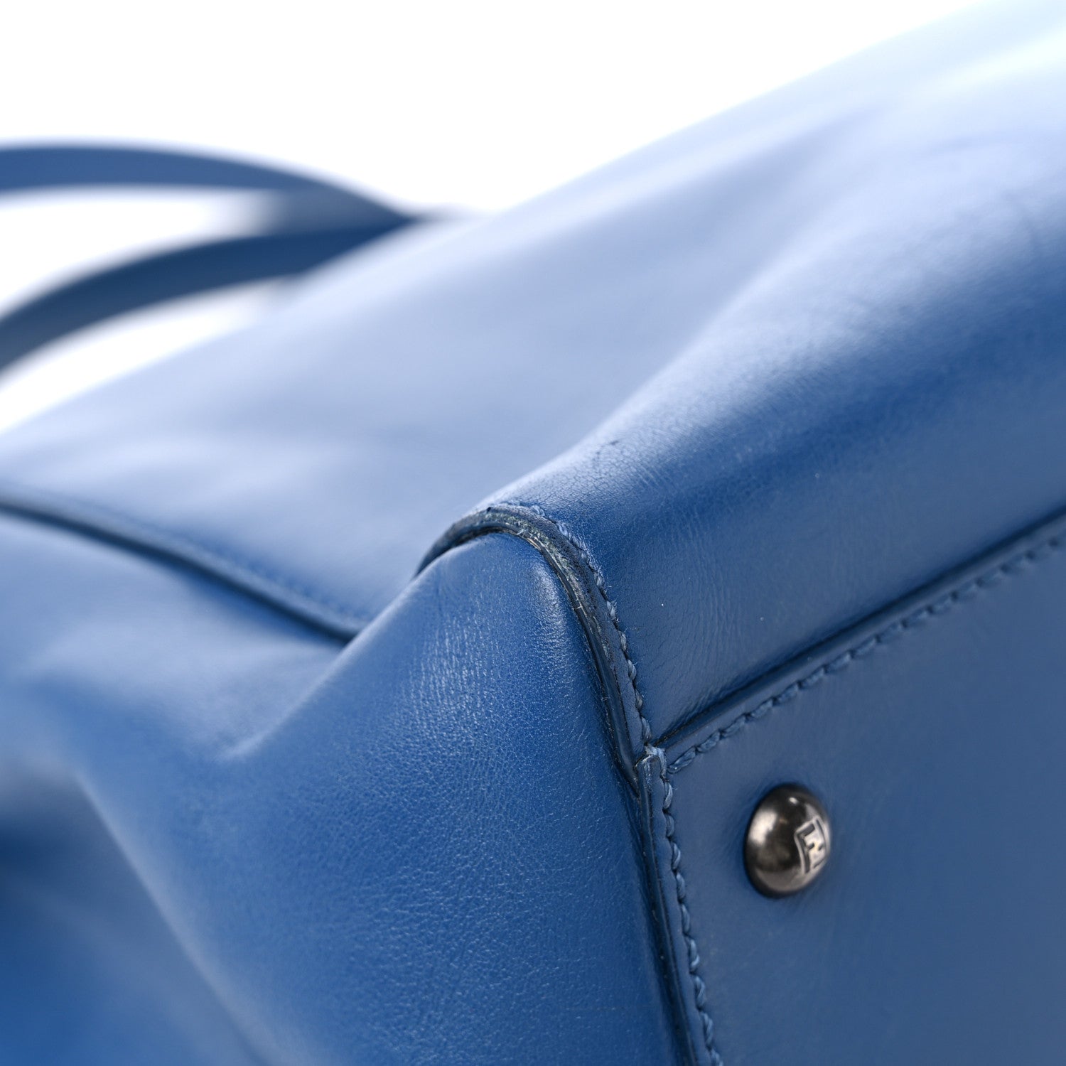 Fendi Vitello Suede Large Peekaboo Iconic Satchel Blue Marine 7 of 17