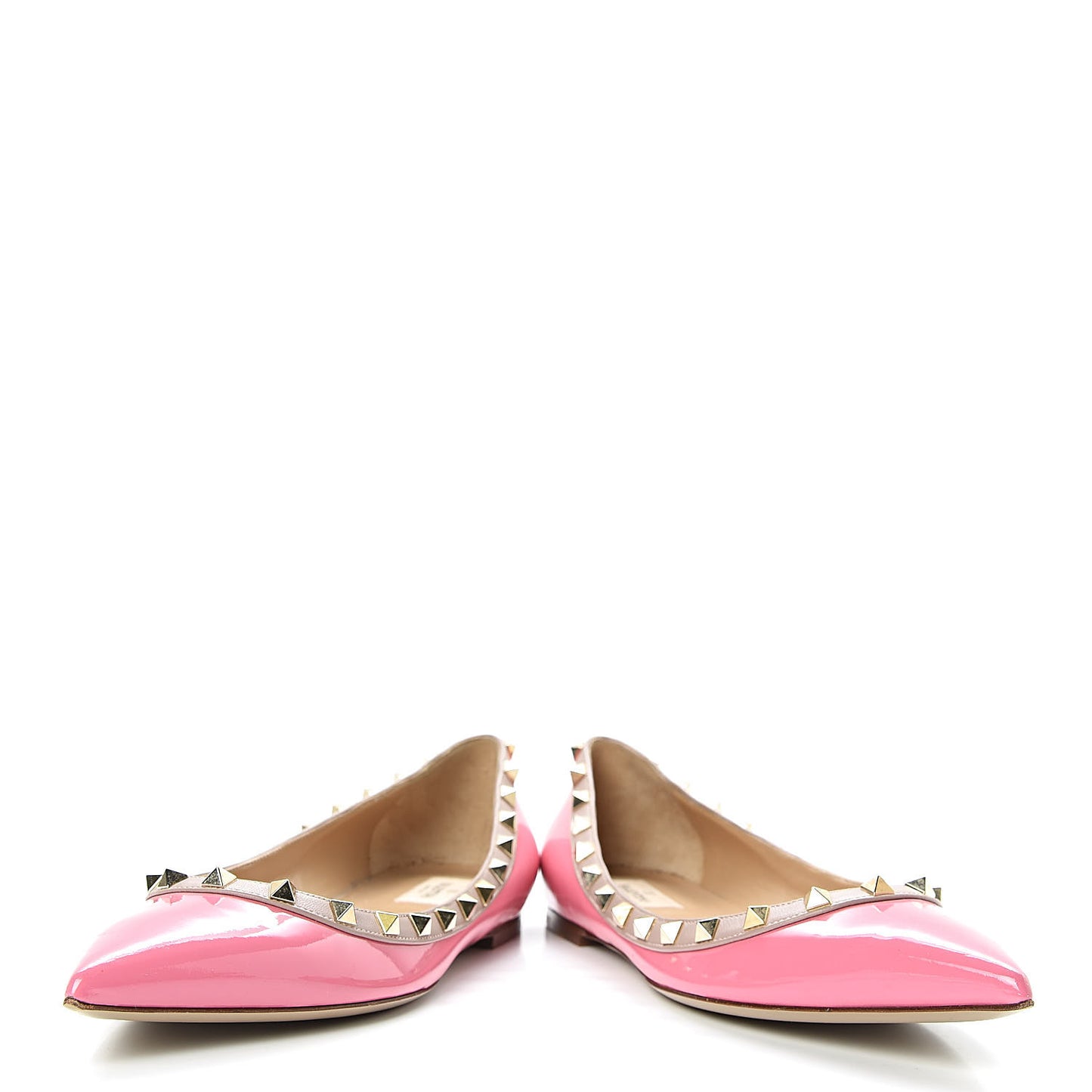 Patent Nappa Rockstud Ballerina Flats 41 Ninphea Poudre