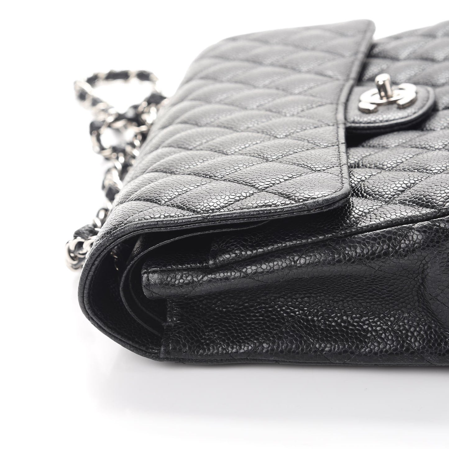Caviar Quilted Medium Double Flap Black