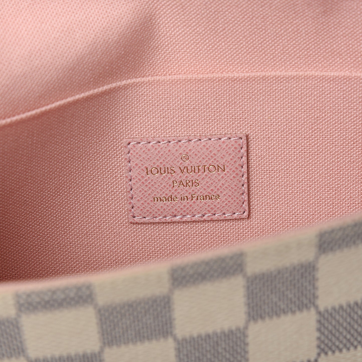 Damier Azur Pochette Felicie Chain Wallet Rose Ballerine