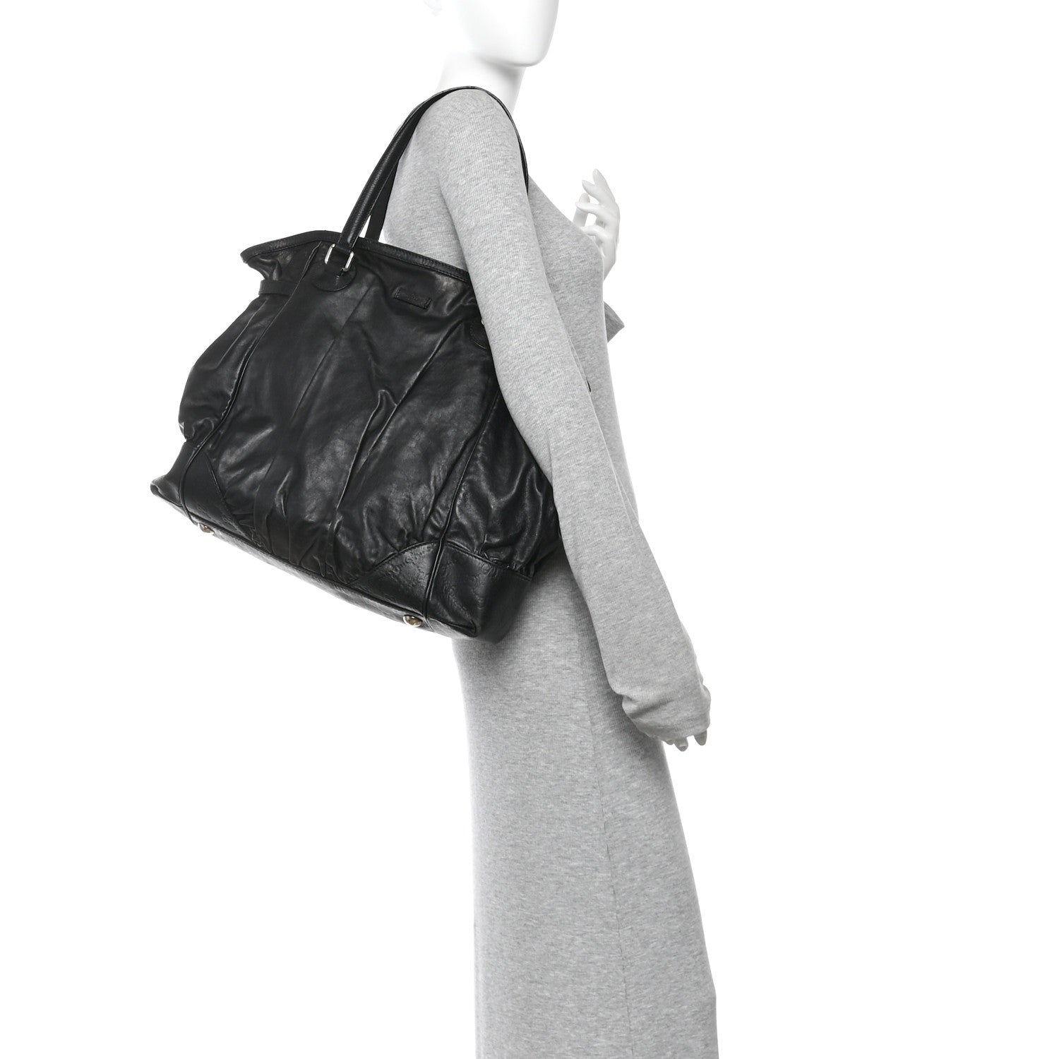 Gucci Calfskin Guccissima Full Moon Tote Black 2 of 14