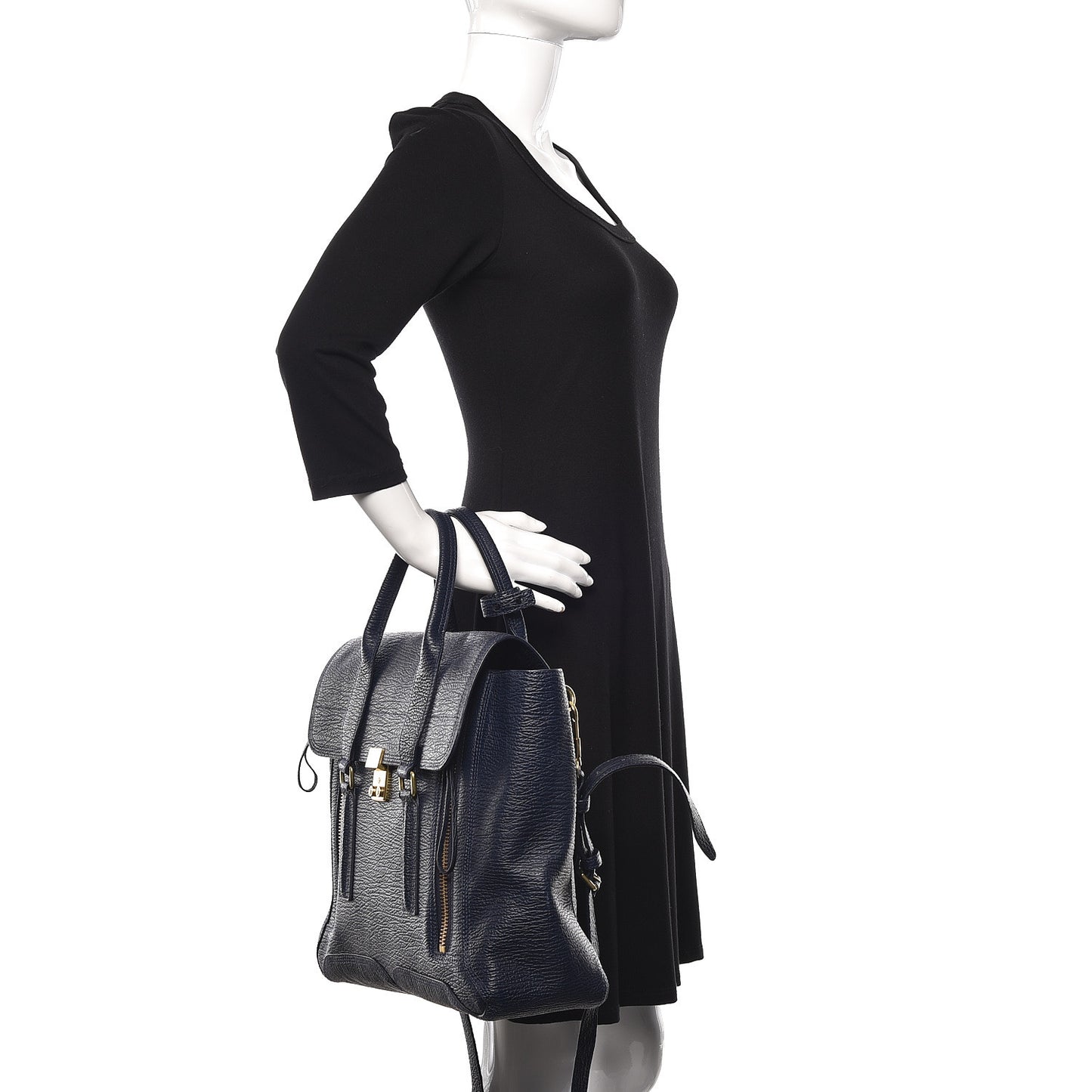 3.1 Textured Calfskin Large Pashli Satchel Ink
