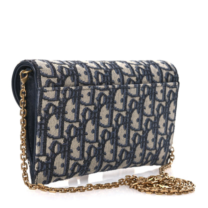 Christian Dior Oblique Saddle Chain Long Wallet Blue 3 of 10