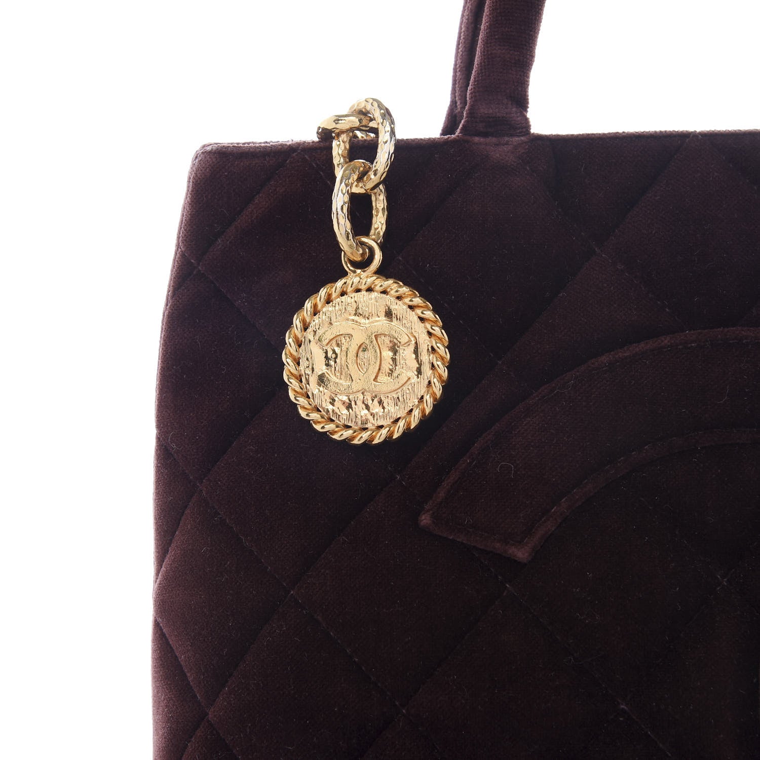 Chanel Velvet Quilted Medallion Tote Brown 10 of 12