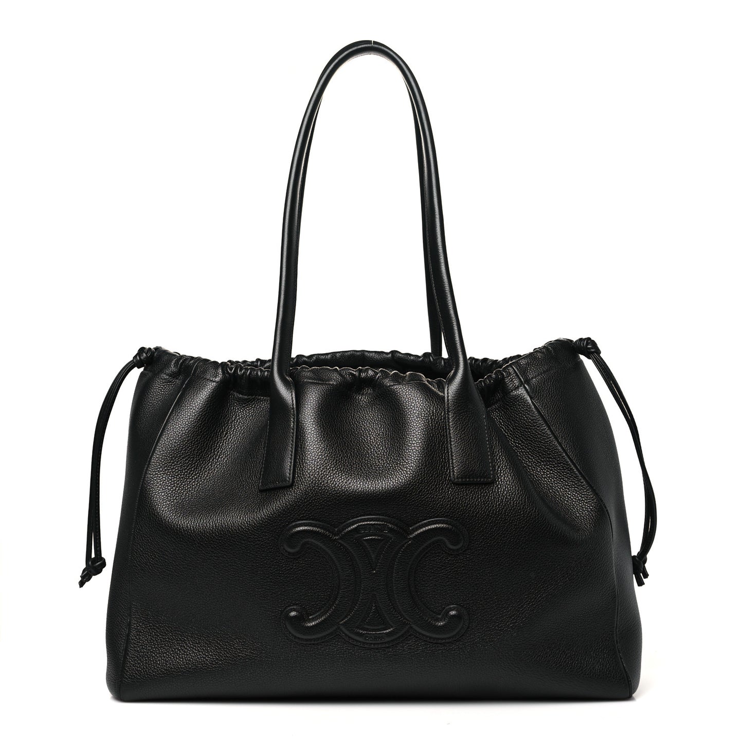 Smooth Calfskin Cuir Triomphe Cabas Drawstring Black