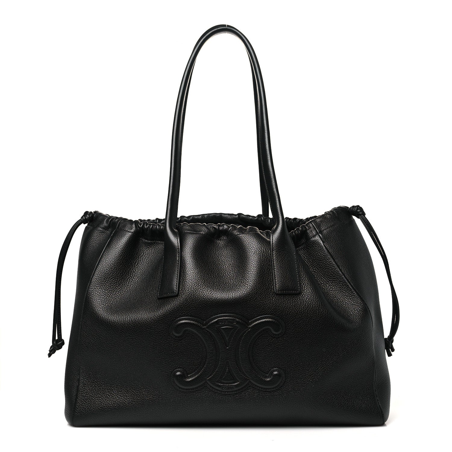 Celine Smooth Calfskin Cuir Triomphe Cabas Drawstring Black 1 of 10