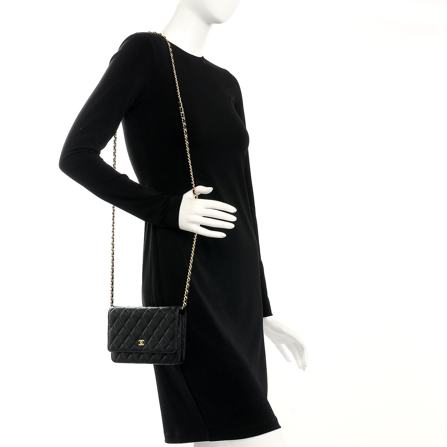 Caviar Quilted Wallet On Chain WOC Black