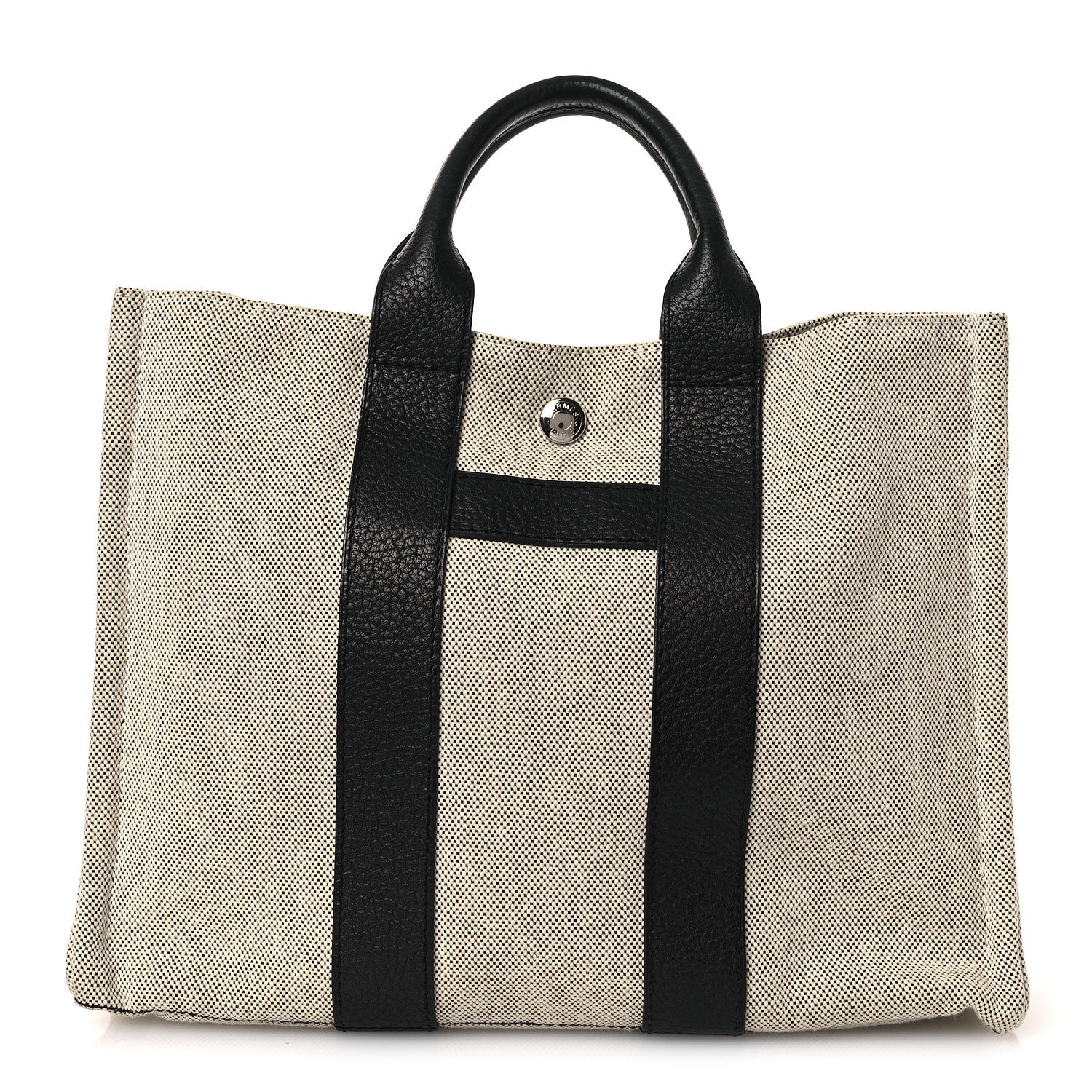 Hermes Toile Taurillon Clemence Sac Harnais Tote PM Black 1 of 10