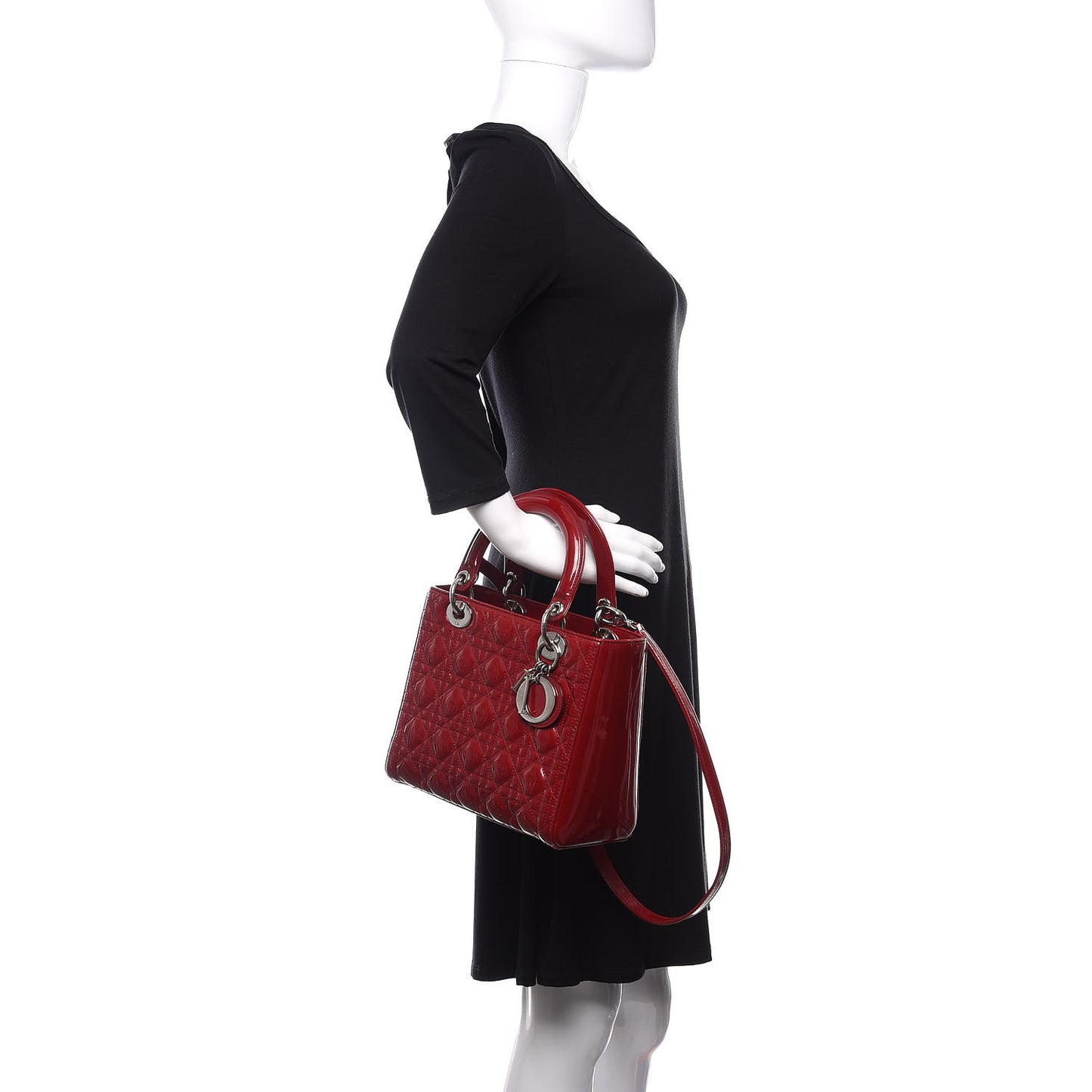 Patent Cannage Medium Lady Dior Red