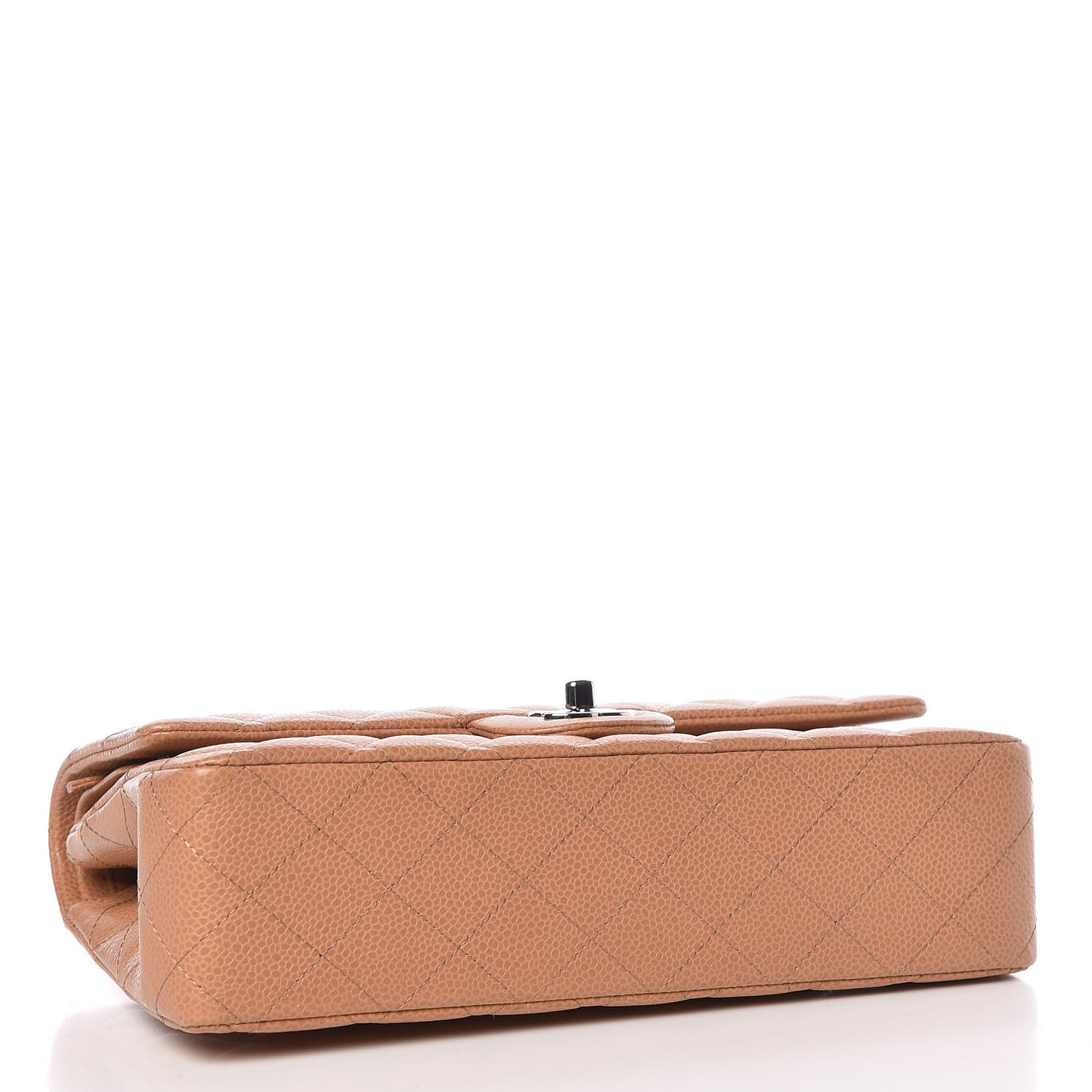 Caviar Quilted Medium Double Flap Dark Beige