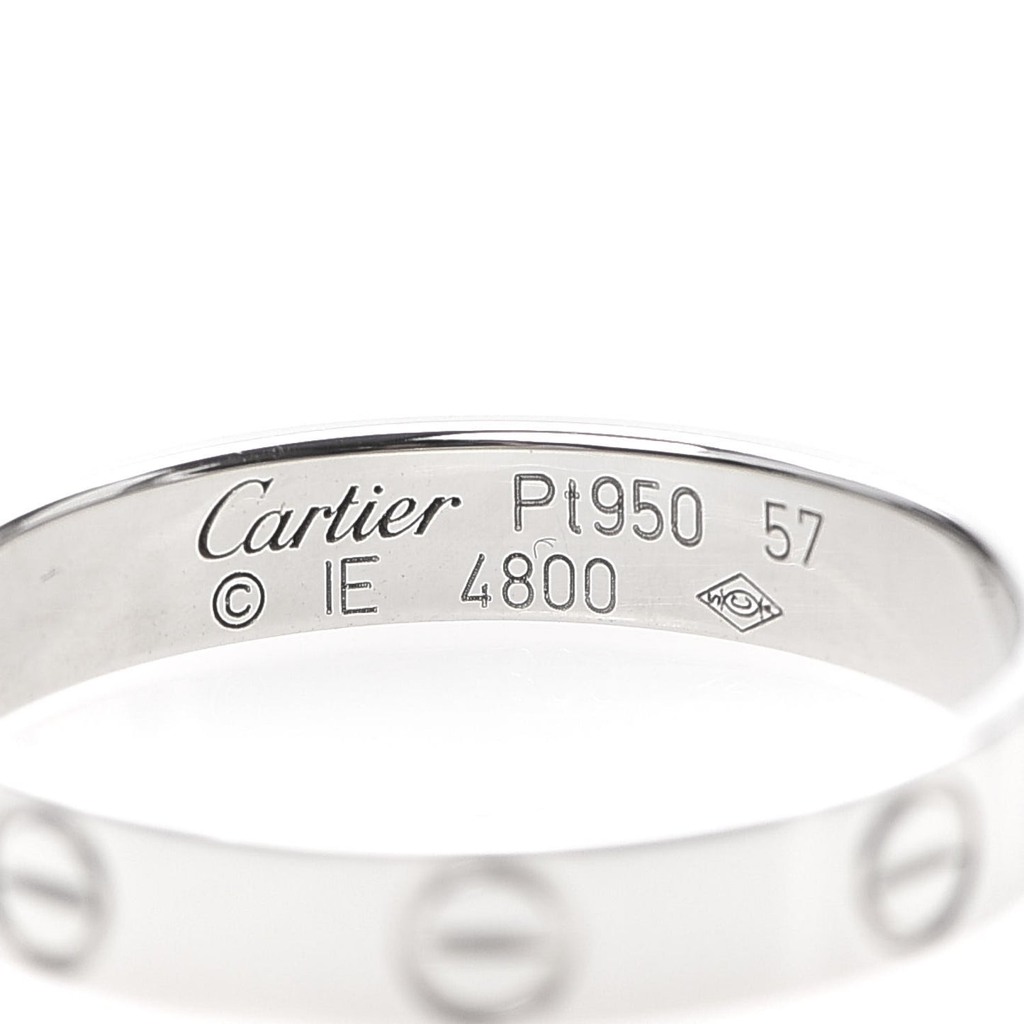 Platinum 3.5mm LOVE Wedding Band Ring 57 8