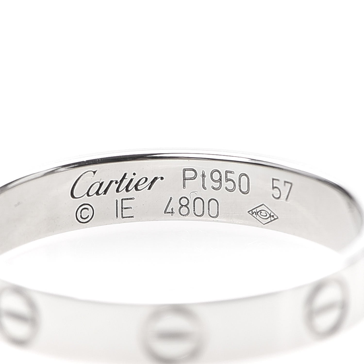 Cartier Platinum 3.5mm LOVE Wedding Band Ring 57 8 4 of 5