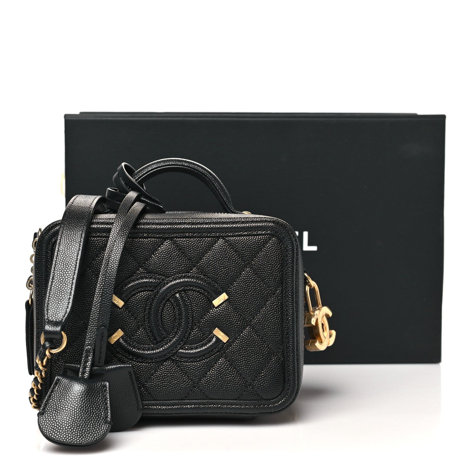 Chanel Caviar Quilted Small CC Filigree Vanity Case Black 12 of 12