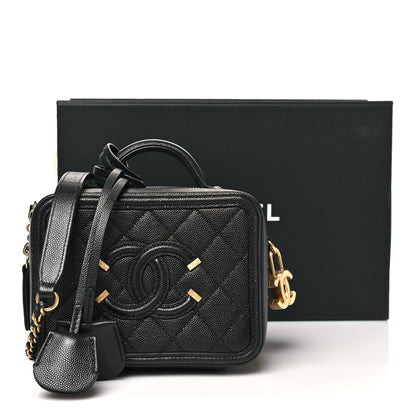 Chanel Caviar Quilted Small CC Filigree Vanity Case Black 12 of 12