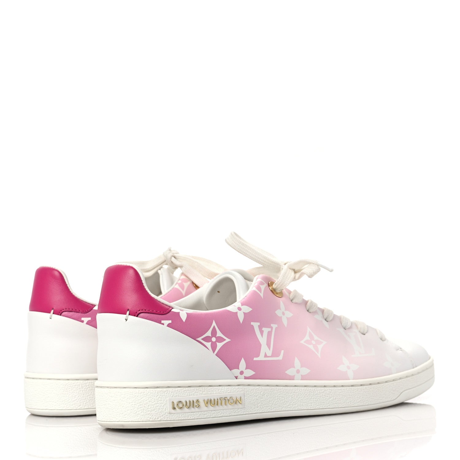 Louis Vuitton Calfskin Monogram Frontrow Sneakers 37.5 White Pink 4 of 9