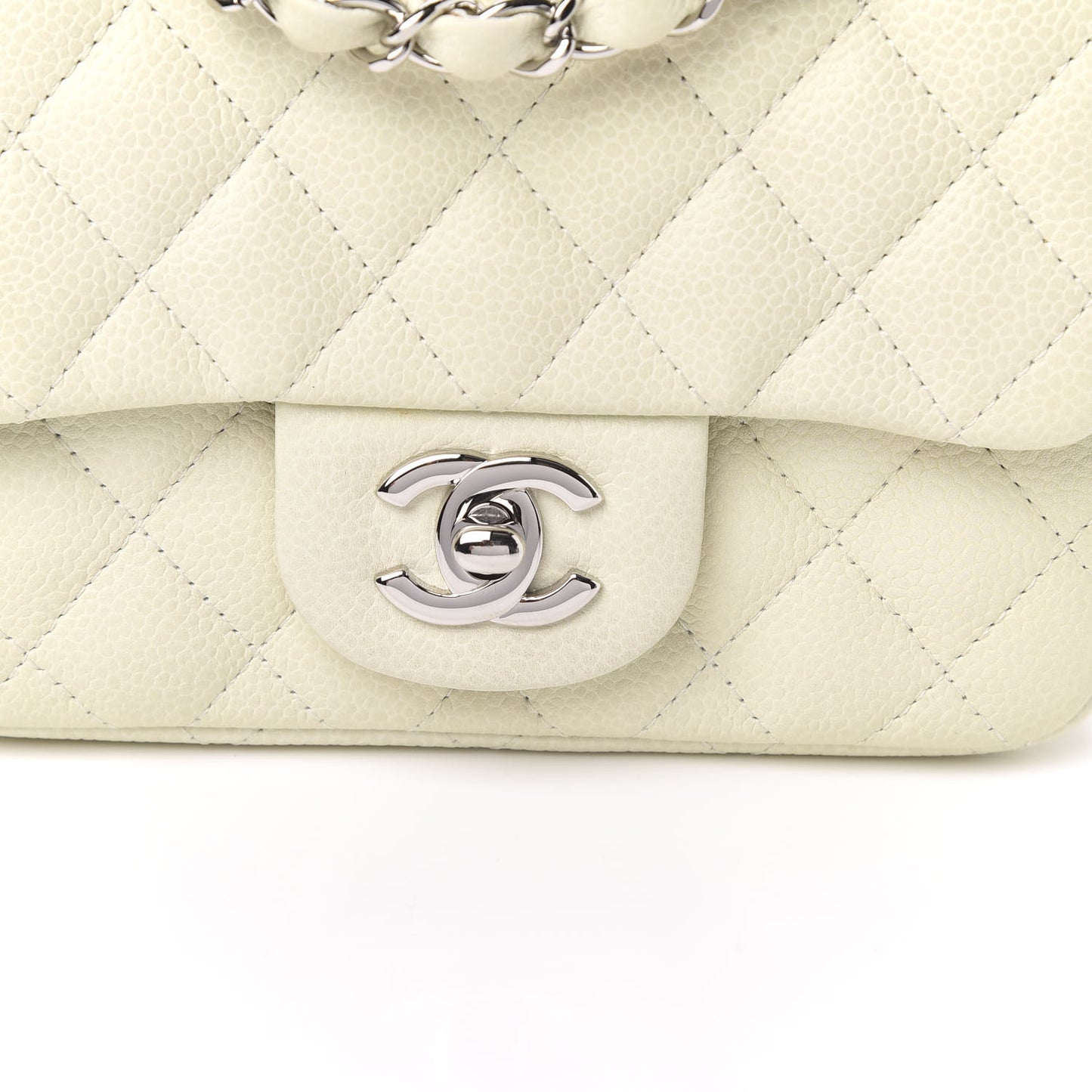 Caviar Quilted Mini Square Flap White