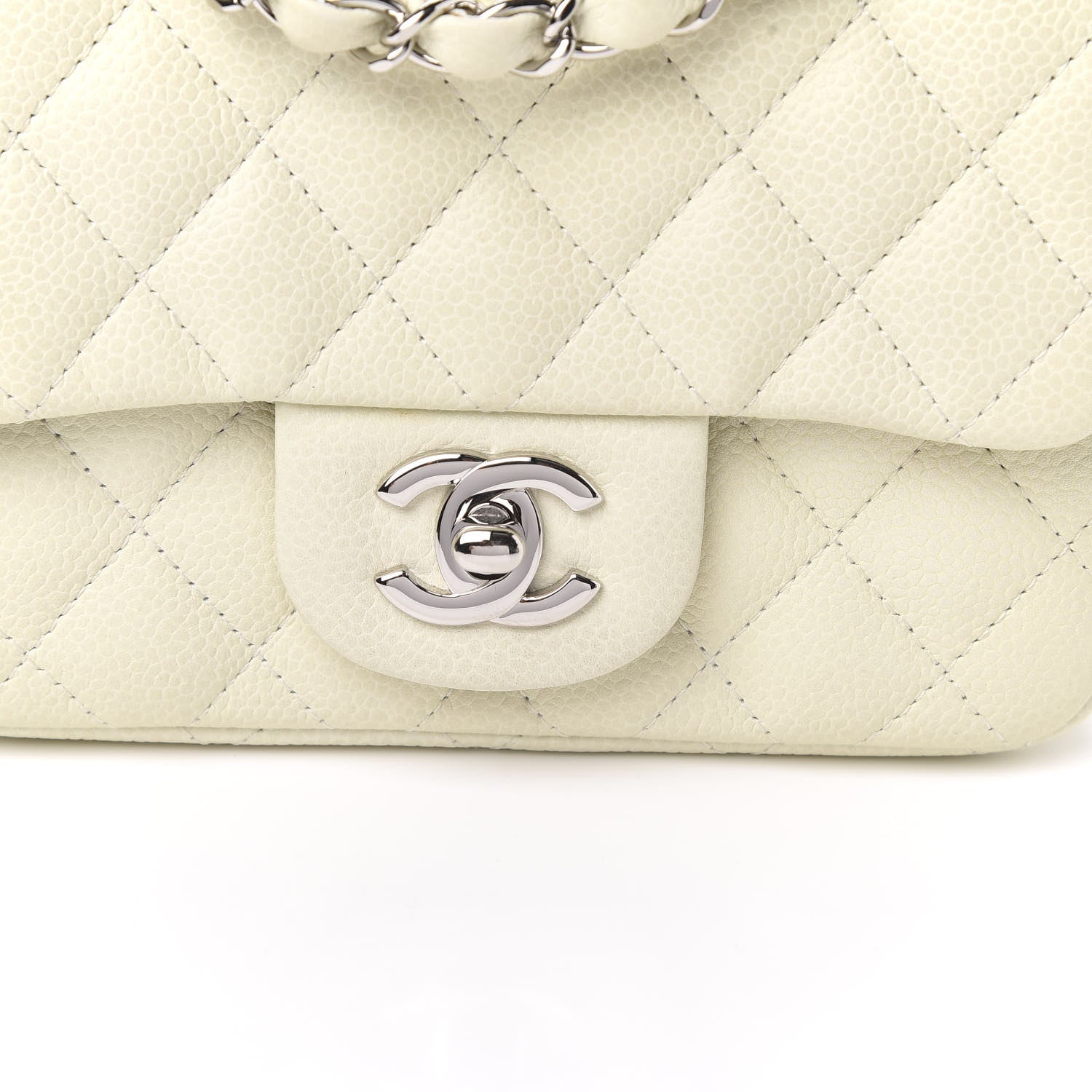 Chanel Caviar Quilted Mini Square Flap White 10 of 11