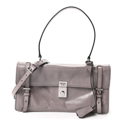 Prada Glossy Calfskin Medium Sound Shoulder Bag Peltro 1 of 11