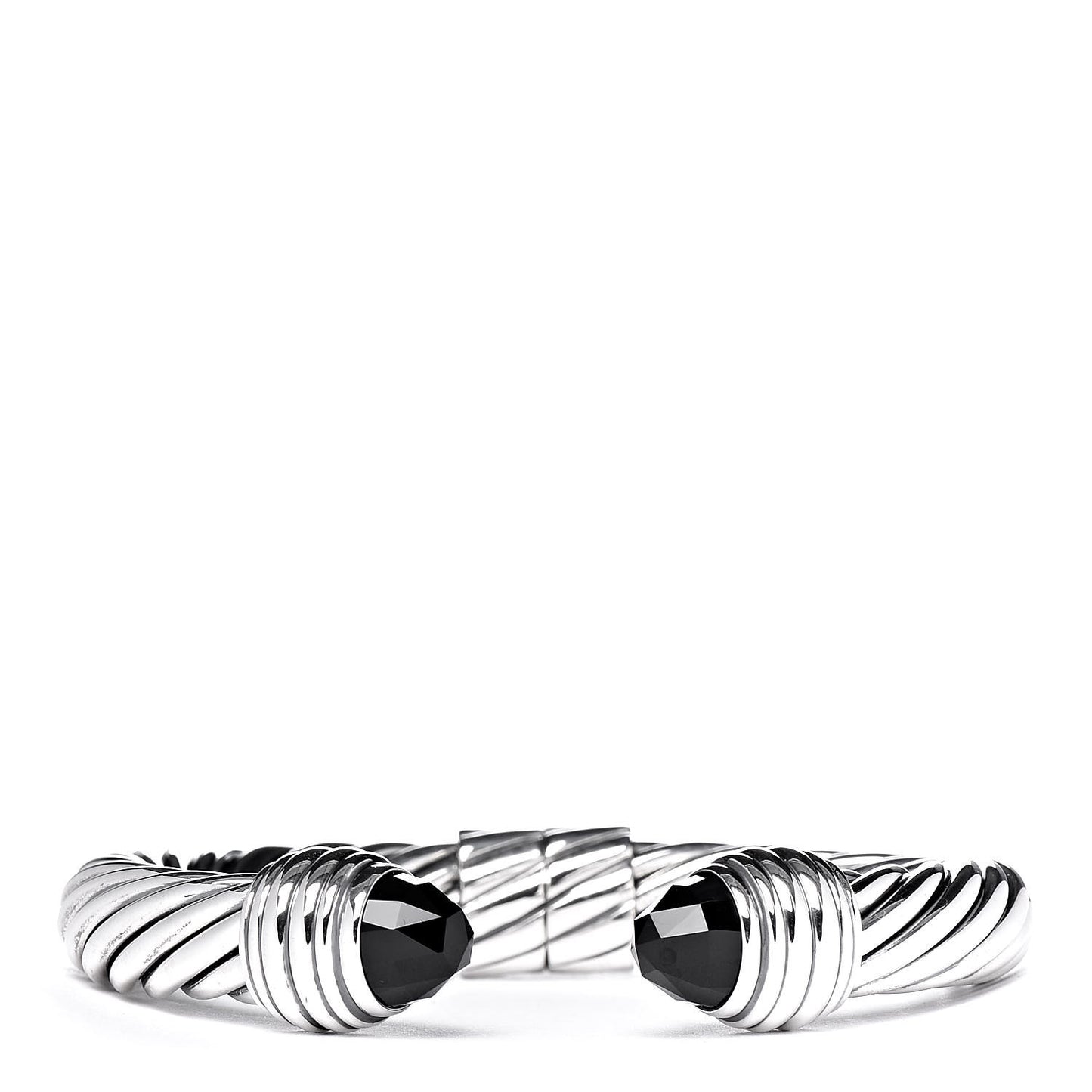 Sterling Silver Black Onyx 10mm Cable Classics Hinged Bracelet