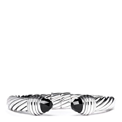 David Yurman Sterling Silver Black Onyx 10mm Cable Classics Hinged Bracelet 1 of 4