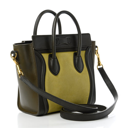 Celine Nubuck Smooth Calfskin Nano Tri-Color Luggage Chartreuse 3 of 10