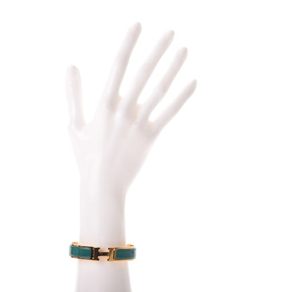 Hermes Enamel Narrow Clic Clac H Bracelet PM Vert Bleuete 2 of 7