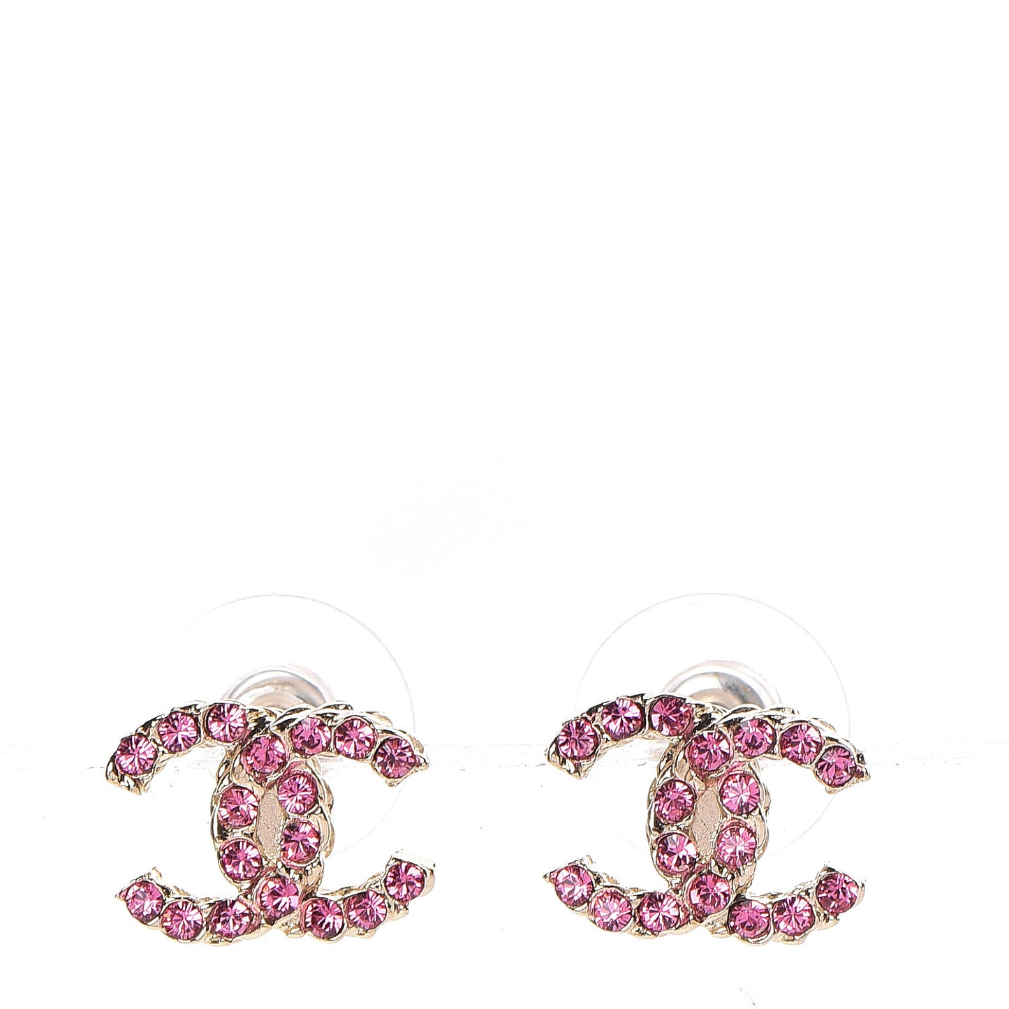 Crystal Mini CC Earrings Pink Gold