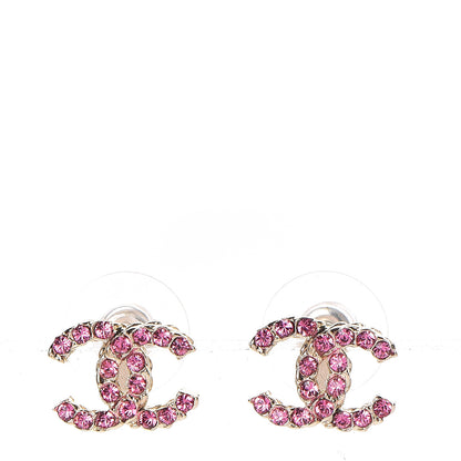 Chanel Crystal Mini CC Earrings Pink Gold 1 of 5