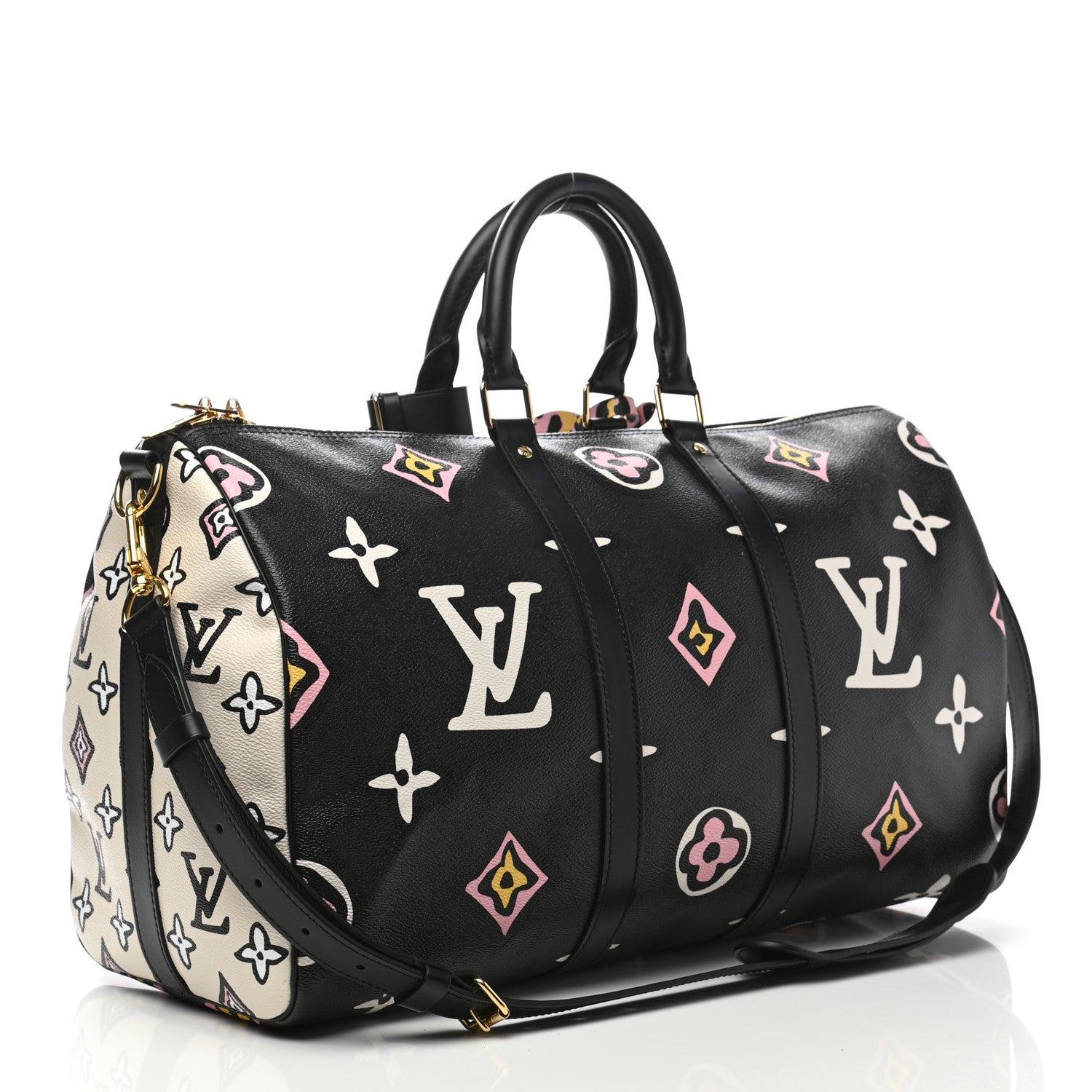 Louis Vuitton Monogram Giant Wild At Heart Keepall Bandouliere 45 Black 2 of 9