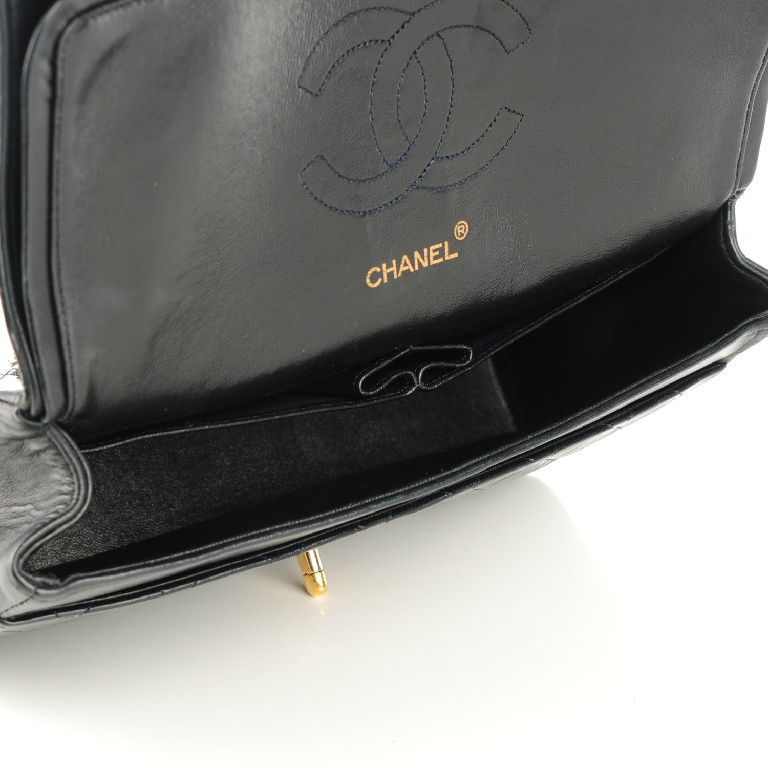 Chanel Lambskin Quilted Medium Double Flap Bijoux Chain Navy 5 of 10