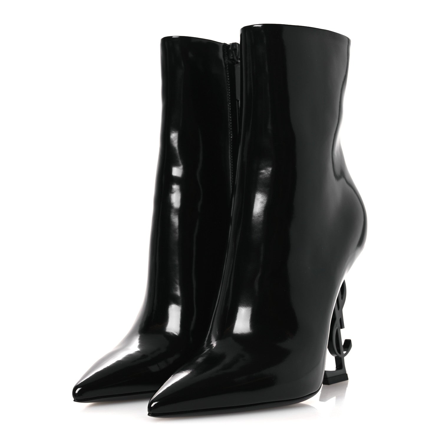 Saint Laurent Glazed Calfskin Opyum Ankle Boots 37 Black 8 of 22