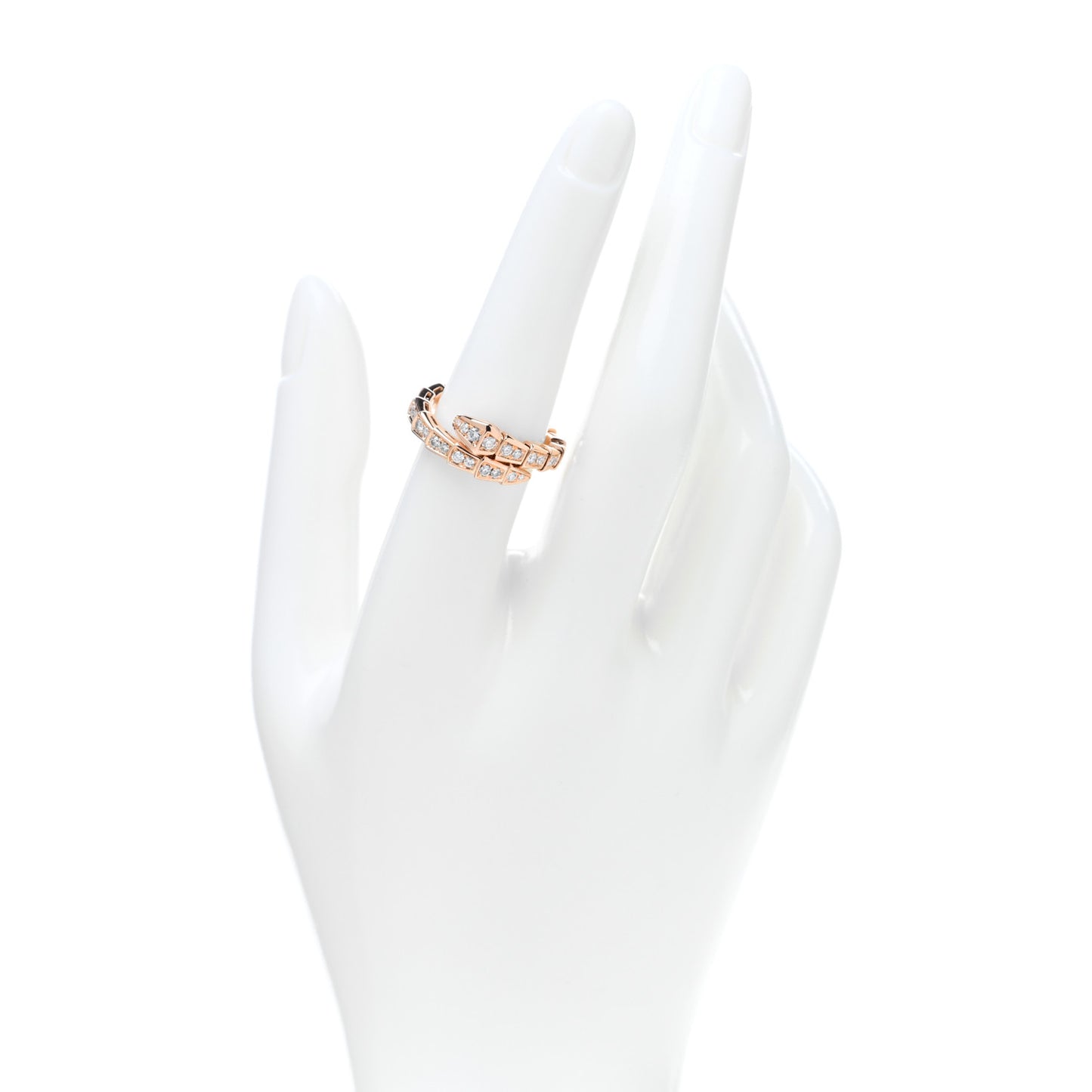 18K Rose Gold Diamond Serpenti Viper Pave Ring L