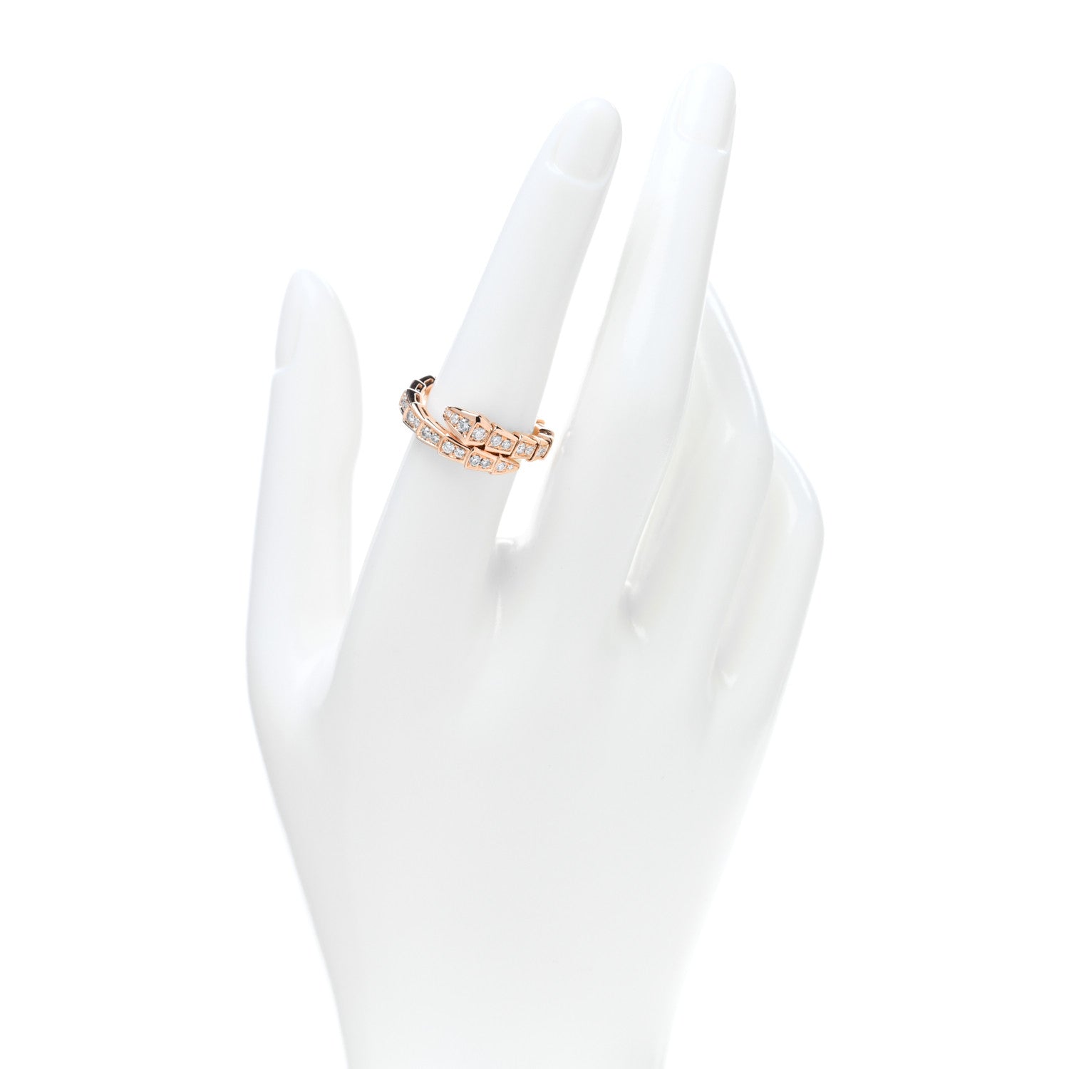 Bulgari 18K Rose Gold Diamond Serpenti Viper Pave Ring L 2 of 5
