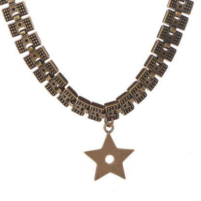 Christian Dior Metal Star Choker Necklace Aged Gold 4 of 6