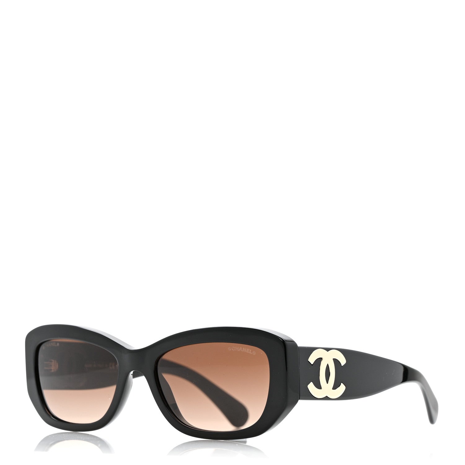 Chanel Acetate Rectangle Sunglasses 5493 Black Brown 1 of 8