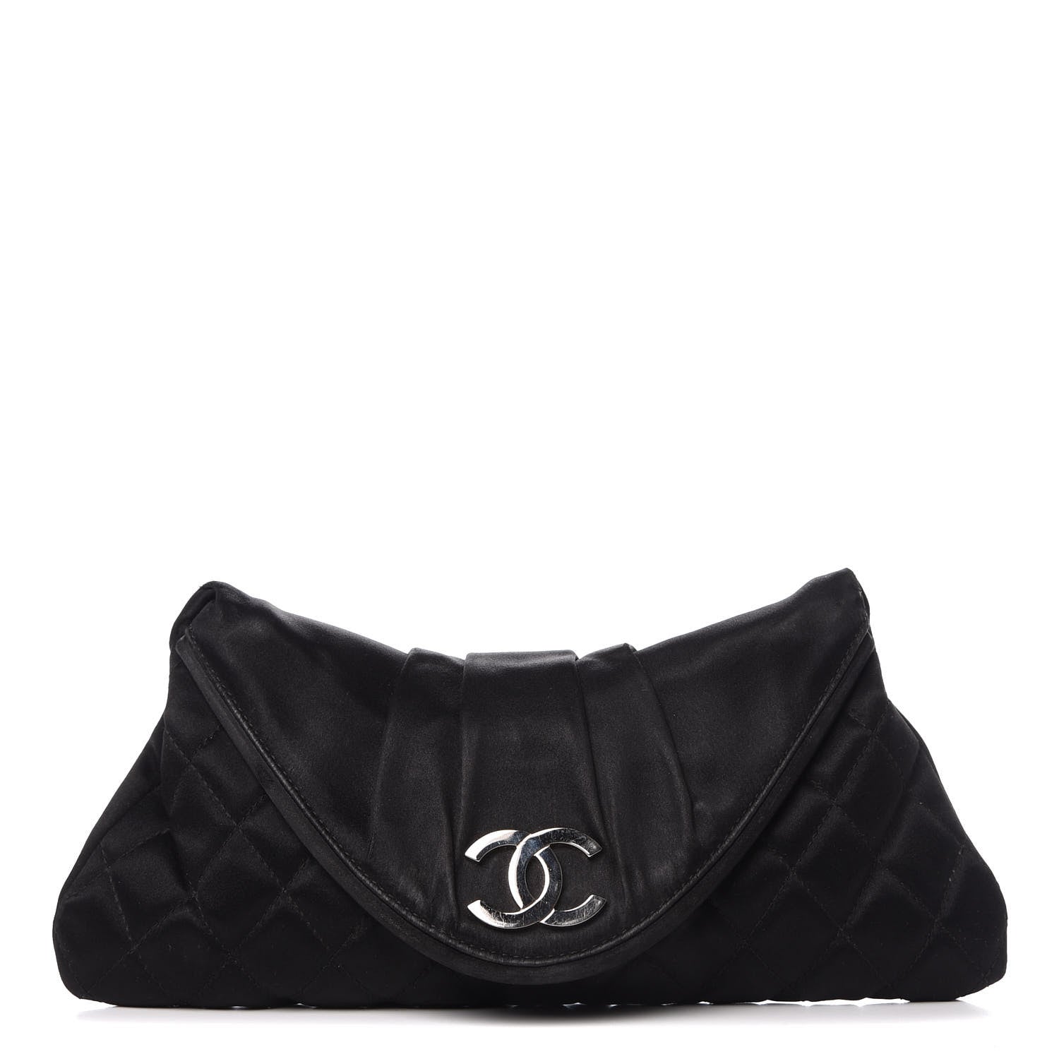 Chanel Satin Quilted Flap Clutch Black 1 of 9