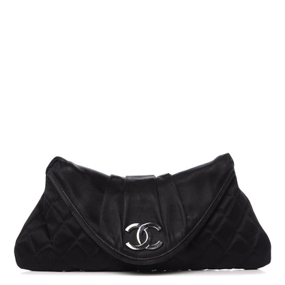 Chanel Satin Quilted Flap Clutch Black 1 of 9