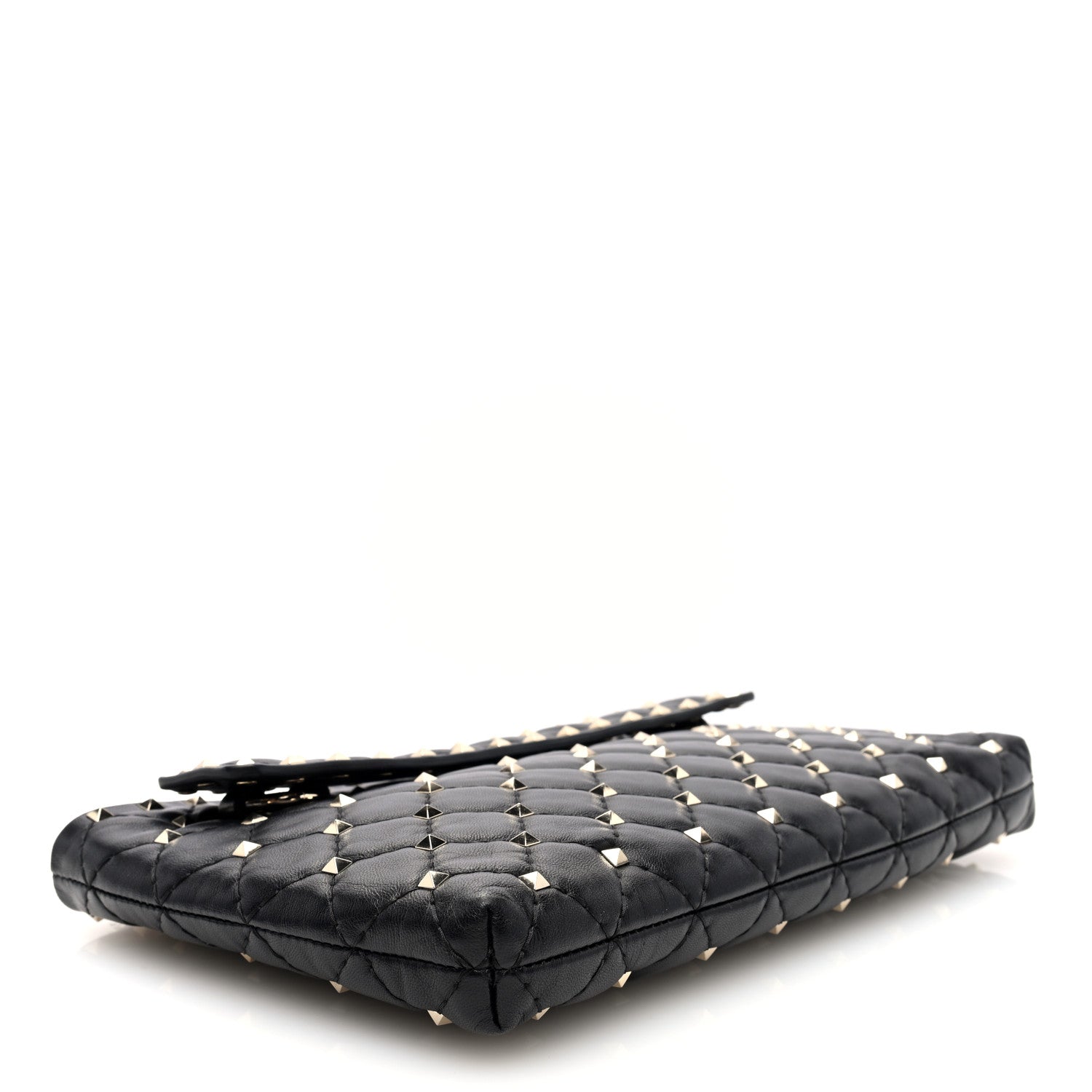 Valentino Garavani Nappa Rockstud Spike Side Slip Zip Clutch Black 4 of 6
