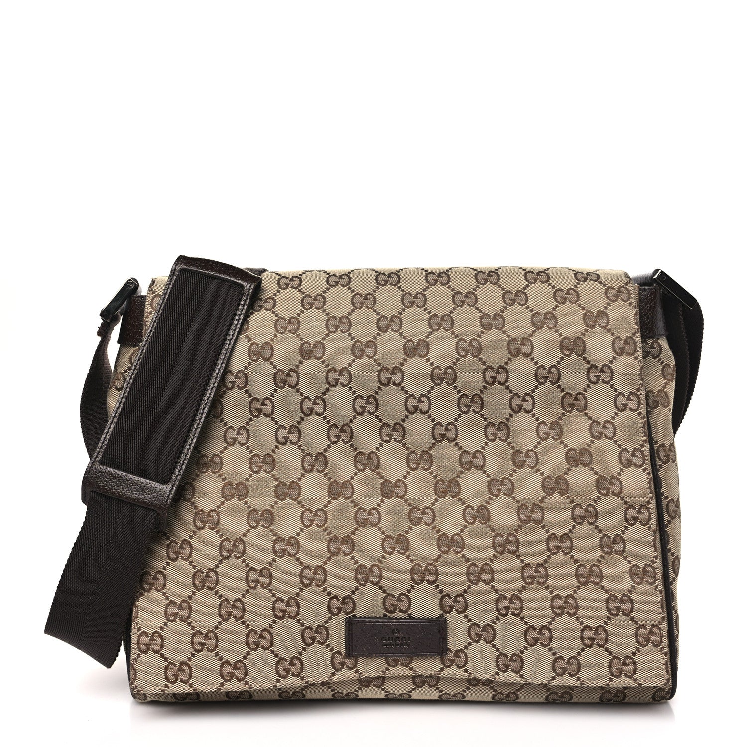 Gucci Monogram Small Flap Messenger Bag Beige Dark Brown 1525625
