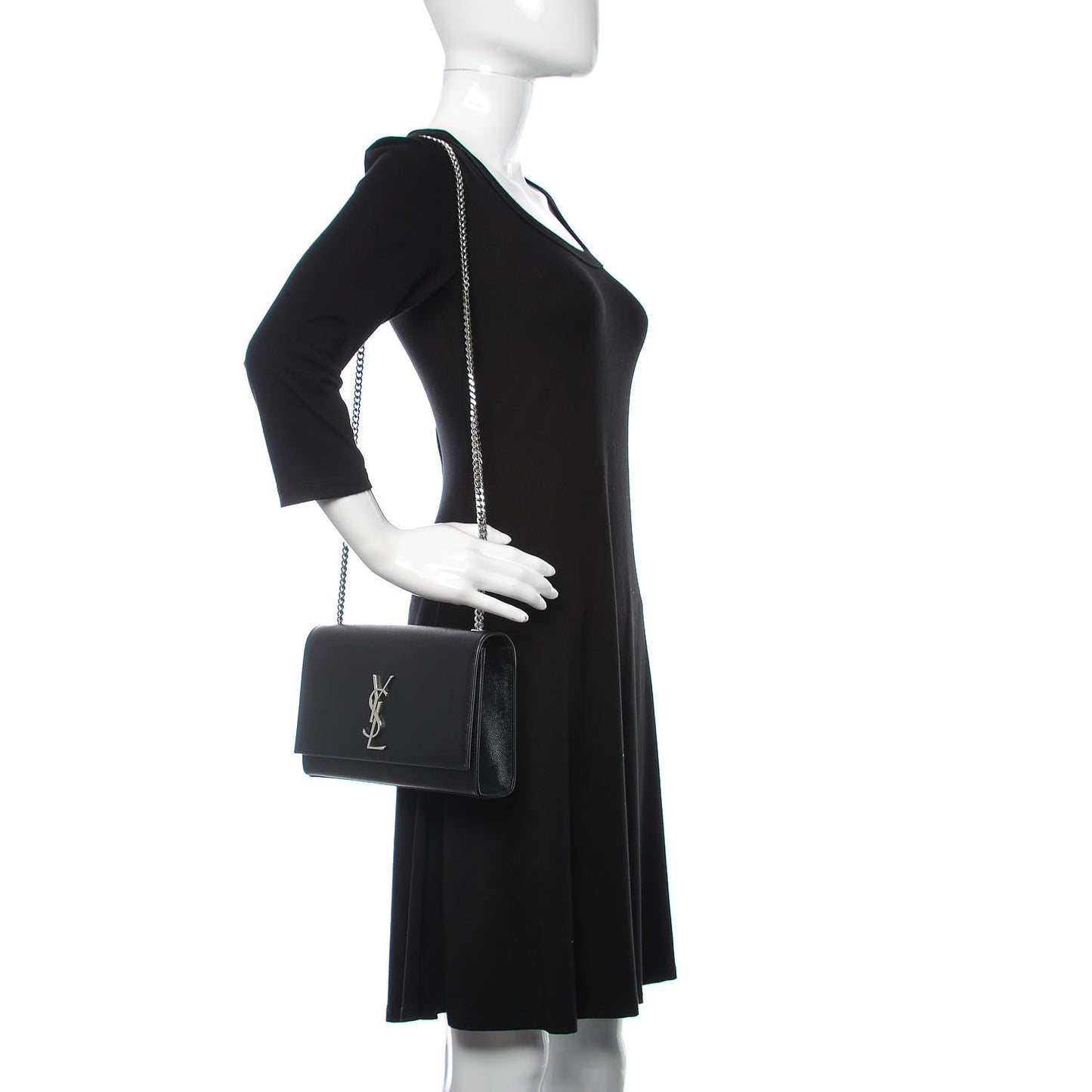 Grain De Poudre Medium Classic Monogram Kate Satchel Black